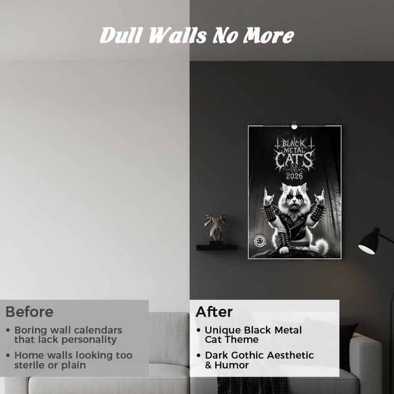 Svart Metallkatt Kalender 2026