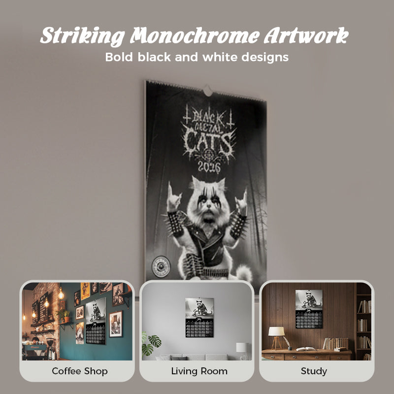 Svart Metallkatt Kalender 2026