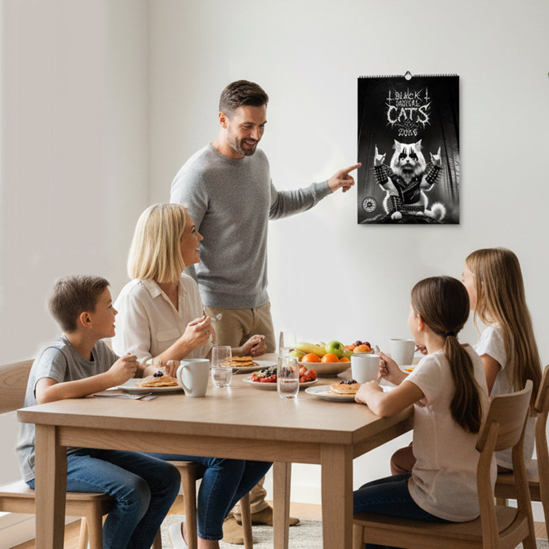 Svart Metallkatt Kalender 2026