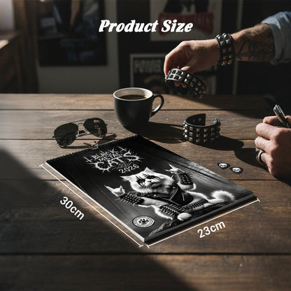 Svart Metallkatt Kalender 2026