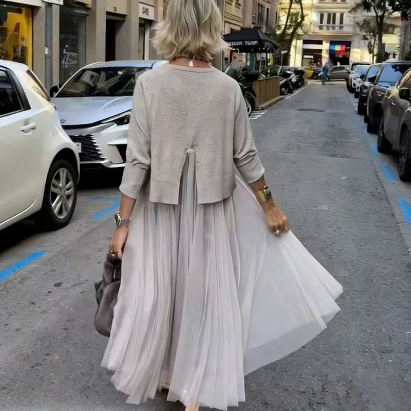 👗 Långärmad topp och ärmlös klänning för kvinnor, 2-delat set – För den perfekta, eleganta looken varje dag! ✨