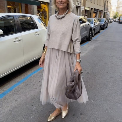 👗 Långärmad topp och ärmlös klänning för kvinnor, 2-delat set – För den perfekta, eleganta looken varje dag! ✨