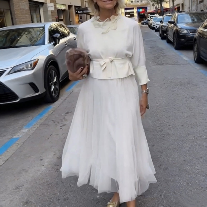 👗 Långärmad topp och ärmlös klänning för kvinnor, 2-delat set – För den perfekta, eleganta looken varje dag! ✨
