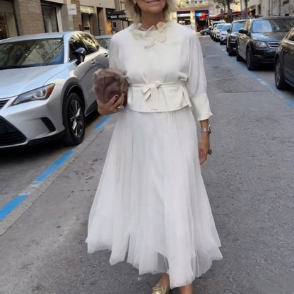 👗 Långärmad topp och ärmlös klänning för kvinnor, 2-delat set – För den perfekta, eleganta looken varje dag! ✨