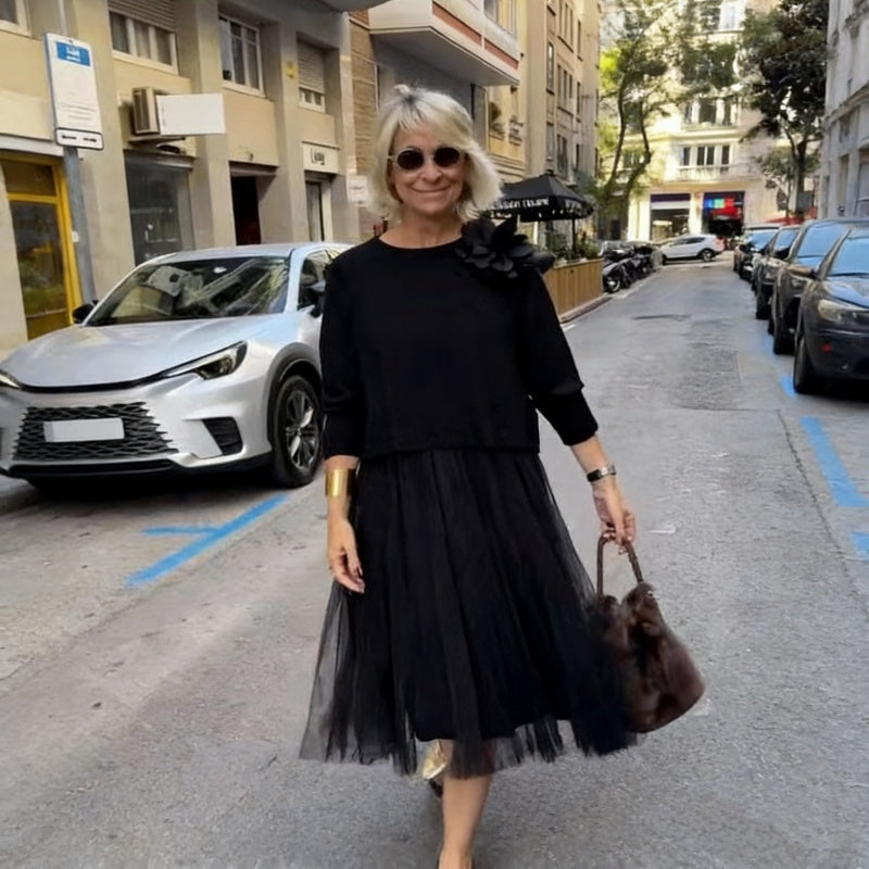 👗 Långärmad topp och ärmlös klänning för kvinnor, 2-delat set – För den perfekta, eleganta looken varje dag! ✨