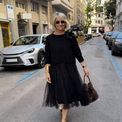 👗 Långärmad topp och ärmlös klänning för kvinnor, 2-delat set – För den perfekta, eleganta looken varje dag! ✨