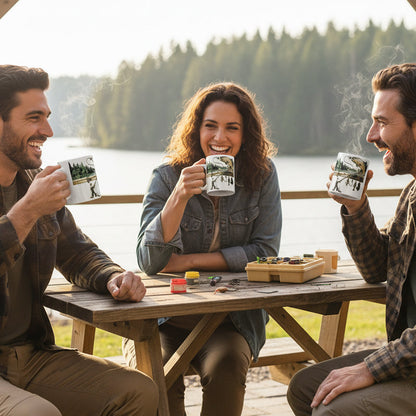 Keramisk kaffekopp med fisketema