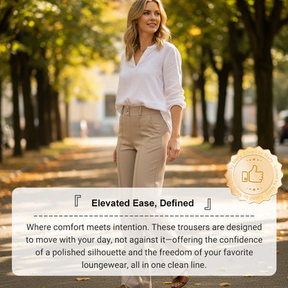 🌟👖 Snygga dambyxor med hög midja – skrynkelfria och hållbara för kontoret och vardagen 🌿✨