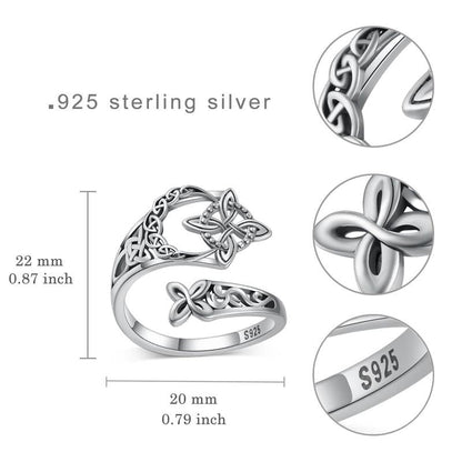 🧡 S925 Sterlingsilver Öppen ring med keltisk knut