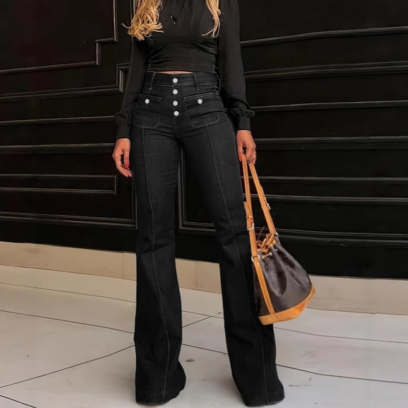 🔥Damers moderiktiga högmidjade utsvängda jeans