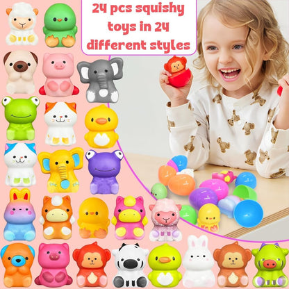 🔥Påskens bästa present 50 % RABATT – 🎁24 ST påskägg med förfyllda, långsamt stigande squishy-leksaker