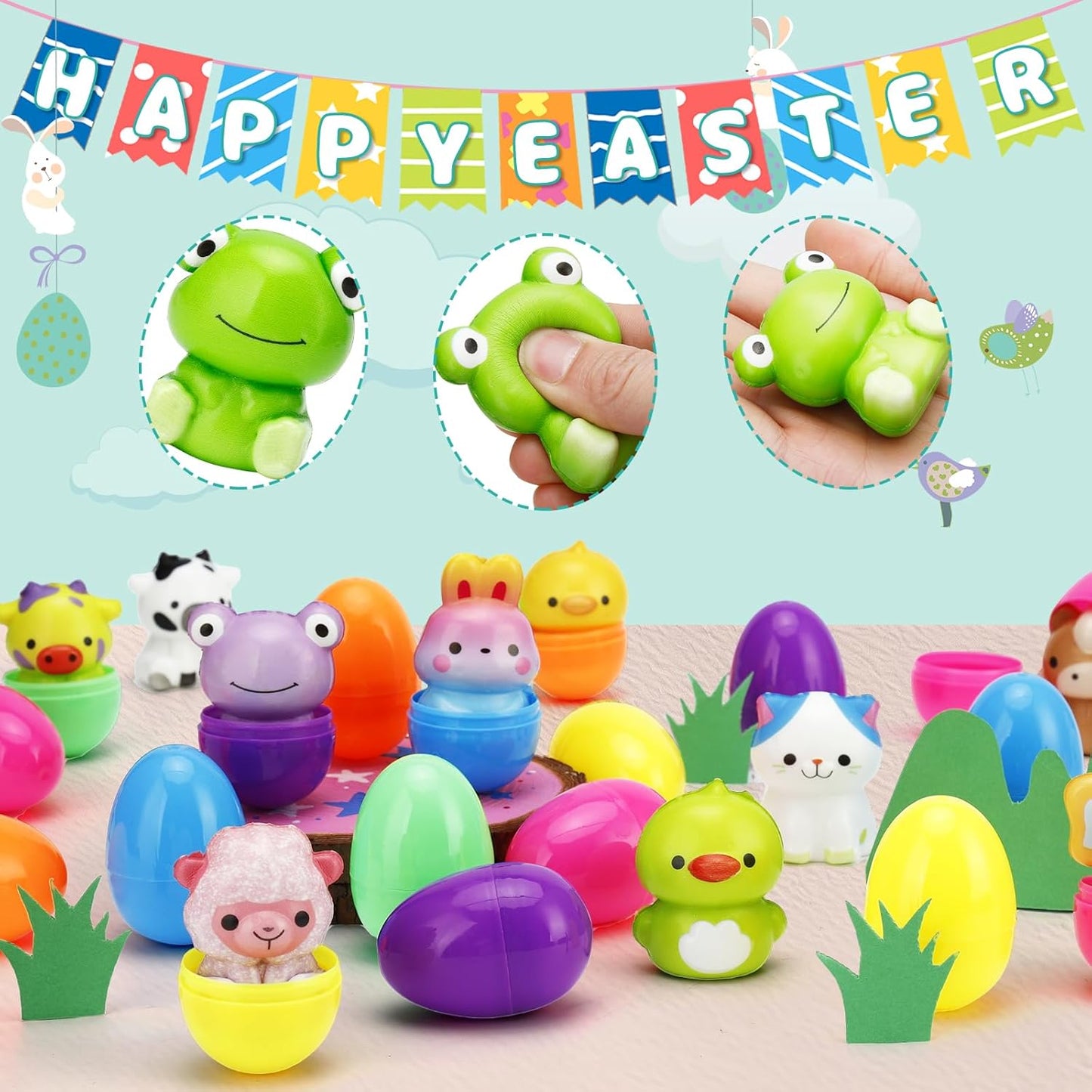 🔥Påskens bästa present 50 % RABATT – 🎁24 ST påskägg med förfyllda, långsamt stigande squishy-leksaker
