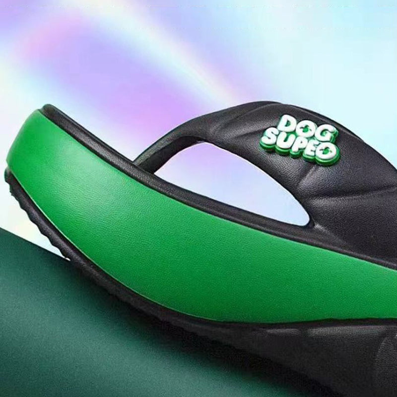 Dam sommarfärgblockerade mjuka platåflip-flops