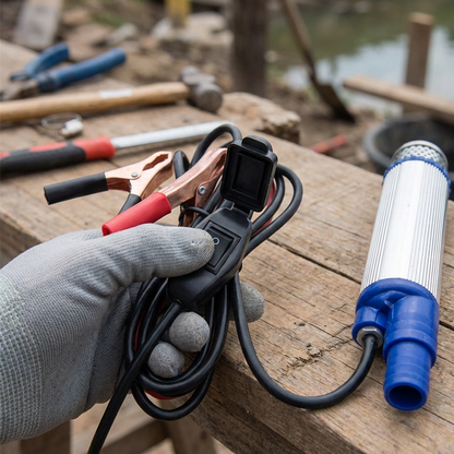 Portabel nedsänkbar elektrisk pump med krokodilklämmor