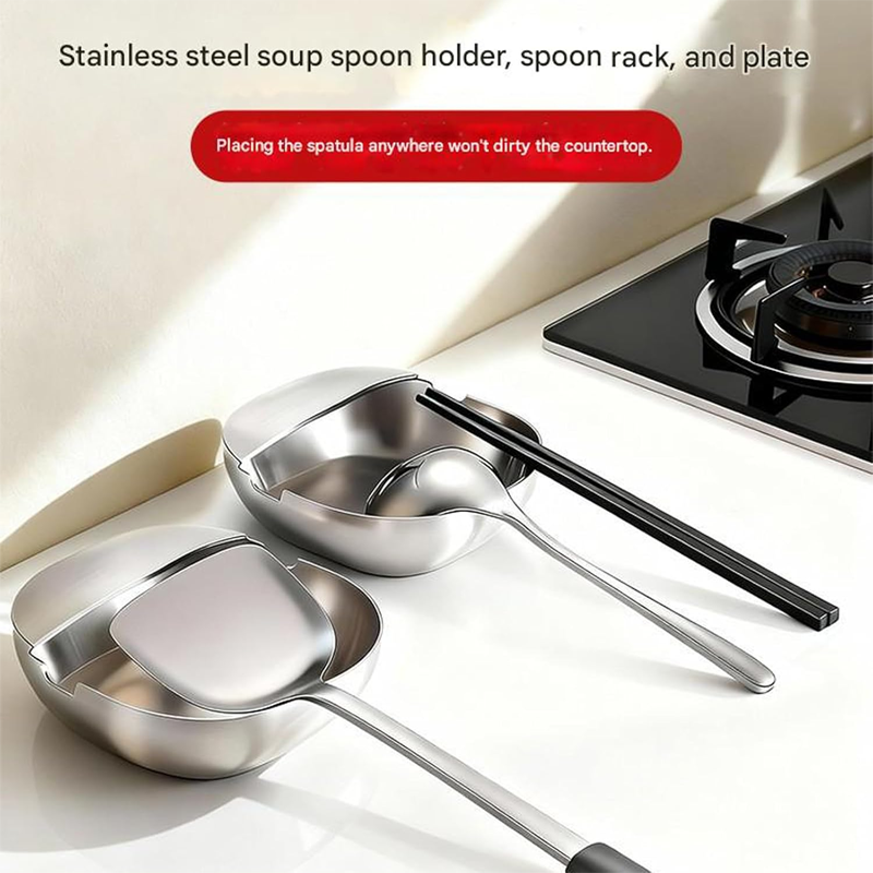 🥄 50% RABATT!✨Skedstöd i Rostfritt Stål – Stabil U-form, Droppskydd & Lättstädad!