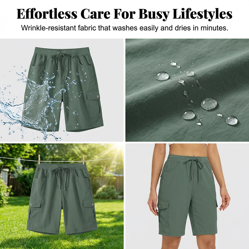 🩳 50% RABATT NU! ☀️ Kvinnas Snabbtorkande Cargoshorts med Fickor – UPF 50+, Justerbar Dragsko & Avslappnad Passform 🎒