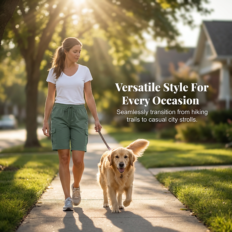 🩳 50% RABATT NU! ☀️ Kvinnas Snabbtorkande Cargoshorts med Fickor – UPF 50+, Justerbar Dragsko & Avslappnad Passform 🎒