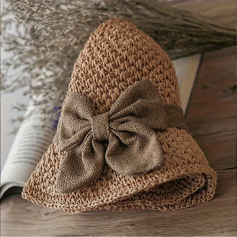 🌷 Vår/sommar Nyhet! Elegant stråhatt med tygrosett | Luftig väv, mjuk och justerbar 👒✨
