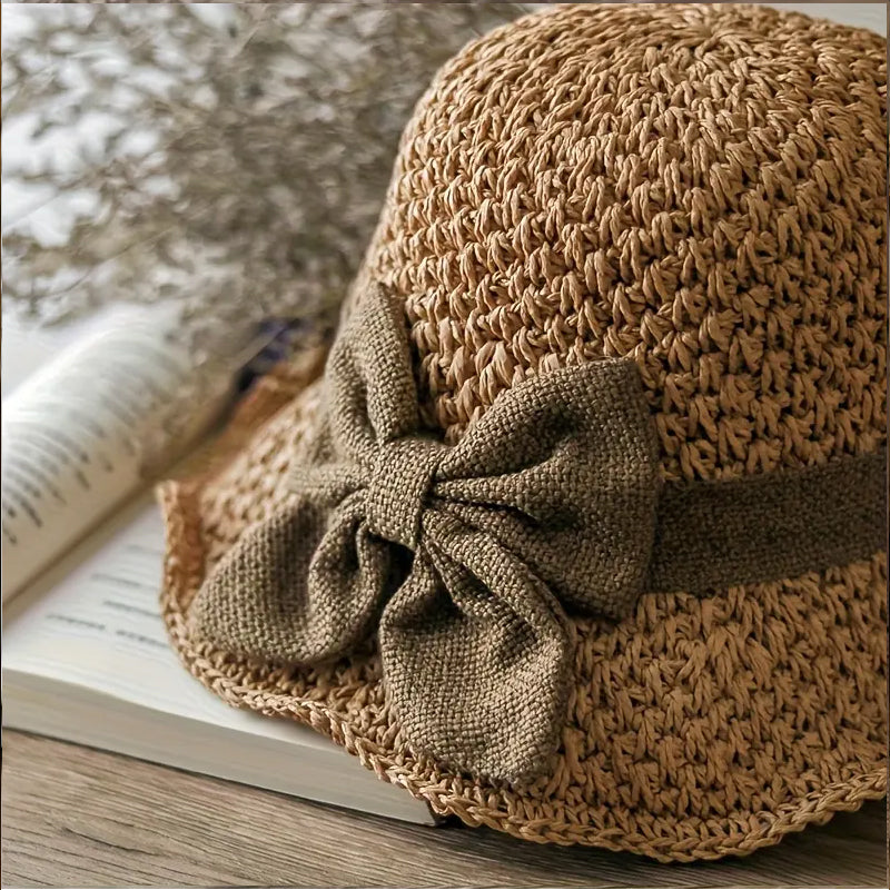 🌷 Vår/sommar Nyhet! Elegant stråhatt med tygrosett | Luftig väv, mjuk och justerbar 👒✨