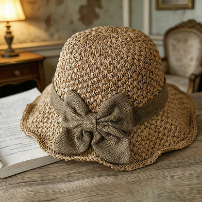 🌷 Vår/sommar Nyhet! Elegant stråhatt med tygrosett | Luftig väv, mjuk och justerbar 👒✨