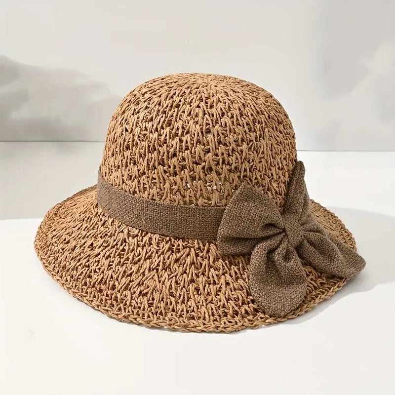 🌷 Vår/sommar Nyhet! Elegant stråhatt med tygrosett | Luftig väv, mjuk och justerbar 👒✨
