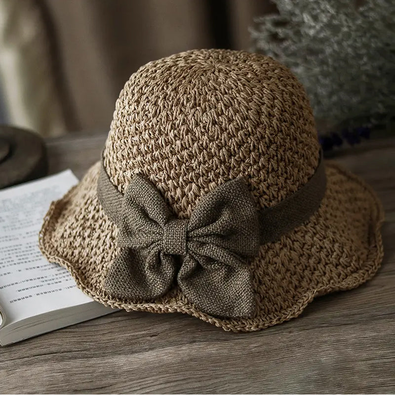 🌷 Vår/sommar Nyhet! Elegant stråhatt med tygrosett | Luftig väv, mjuk och justerbar 👒✨