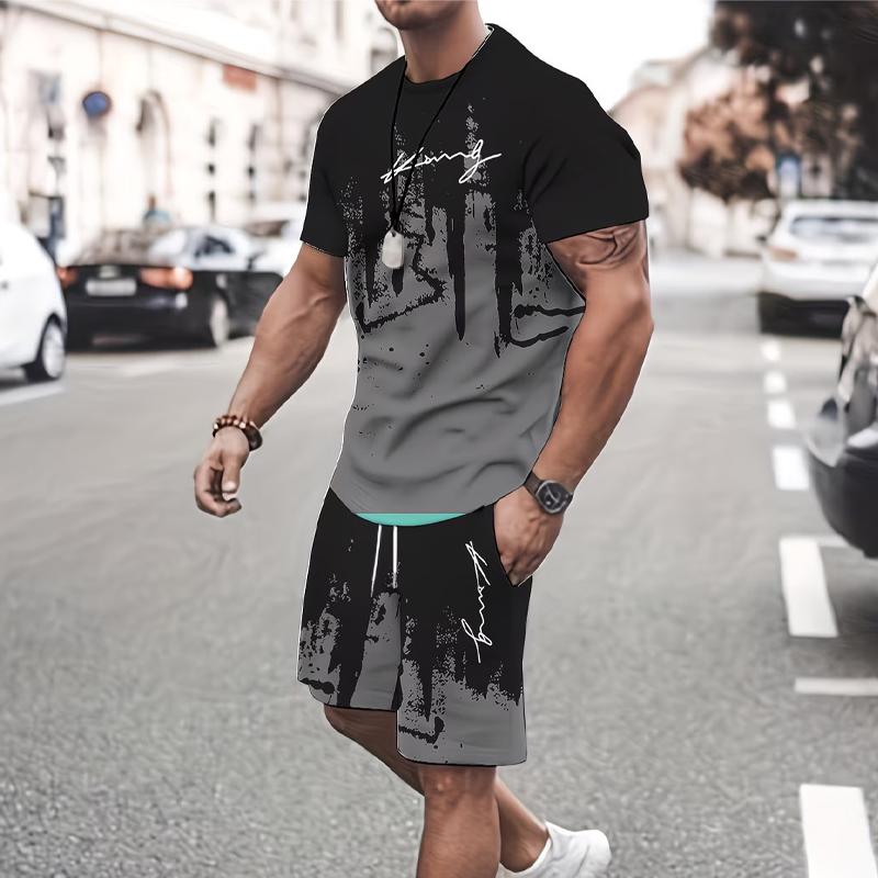 👕 49% RABATT JUST NU! 🔥Herrset med mönstertryckt T-shirt & shorts – Mjukt tyg, djärv design & perfekt för sommardagar ☀️