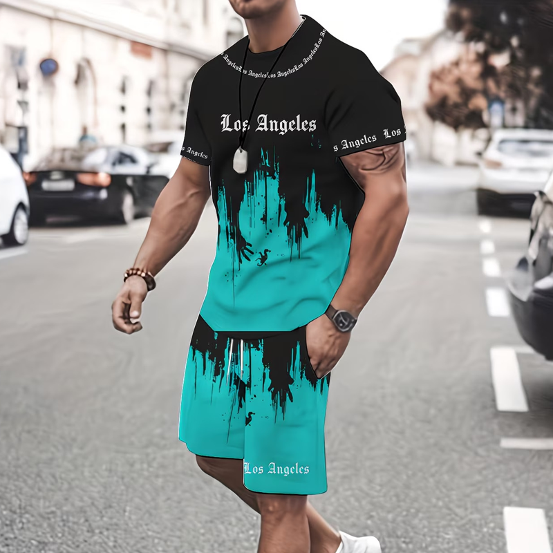 👕 49% RABATT JUST NU! 🔥Herrset med mönstertryckt T-shirt & shorts – Mjukt tyg, djärv design & perfekt för sommardagar ☀️