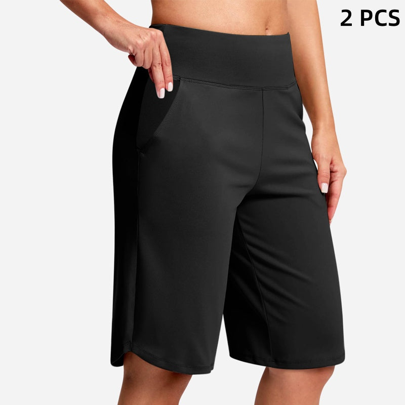 ⚡ 50% REA - TIDBEGRÄNSAT ERBJUDANDE! Yogashorts för damer med hög midja och fickor