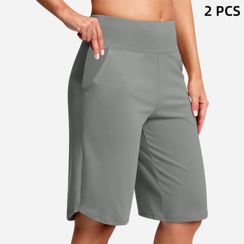 ⚡ 50% REA - TIDBEGRÄNSAT ERBJUDANDE! Yogashorts för damer med hög midja och fickor