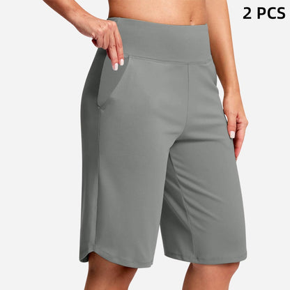 ⚡ 50% REA - TIDBEGRÄNSAT ERBJUDANDE! Yogashorts för damer med hög midja och fickor