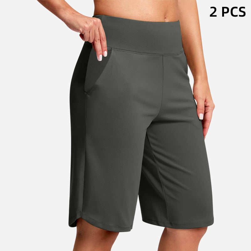 ⚡ 50% REA - TIDBEGRÄNSAT ERBJUDANDE! Yogashorts för damer med hög midja och fickor