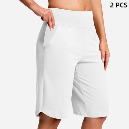 ⚡ 50% REA - TIDBEGRÄNSAT ERBJUDANDE! Yogashorts för damer med hög midja och fickor