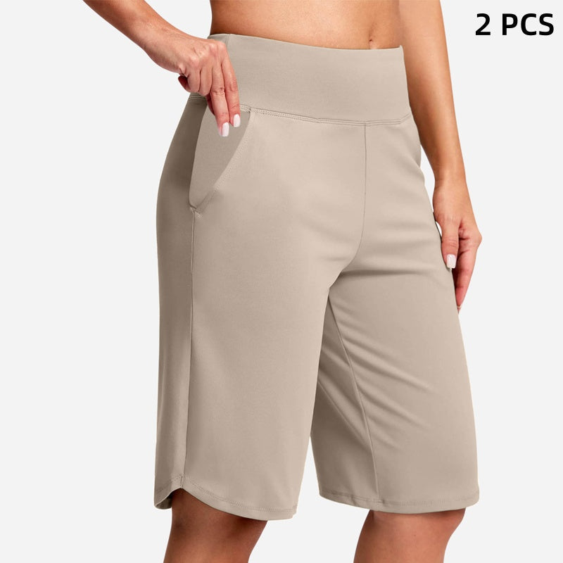 ⚡ 50% REA - TIDBEGRÄNSAT ERBJUDANDE! Yogashorts för damer med hög midja och fickor