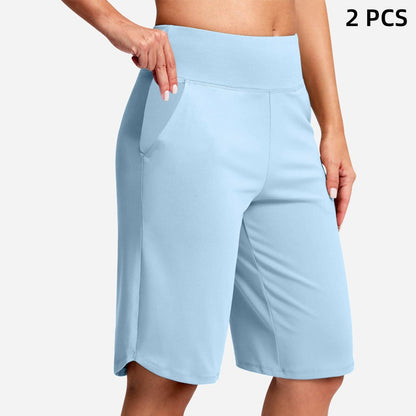 ⚡ 50% REA - TIDBEGRÄNSAT ERBJUDANDE! Yogashorts för damer med hög midja och fickor