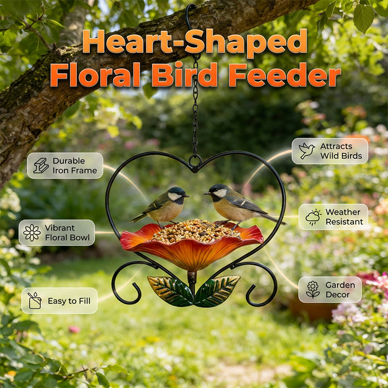 💖 Hjärtformad fågelmatare med blommor 🕊️🌸
