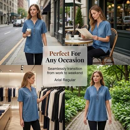 📢📢40 % RABATT !! ⏰Andningsbar casual-top i denimlook för dam