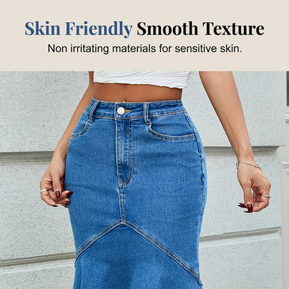 Midi-kjol i denim med utsvängd sjöjungfrumodell