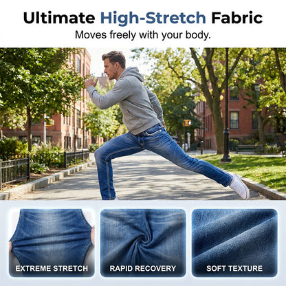 Herrjeans med hög elasticitet och dubbla sömmar