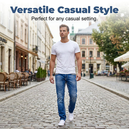 Herrjeans med hög elasticitet och dubbla sömmar