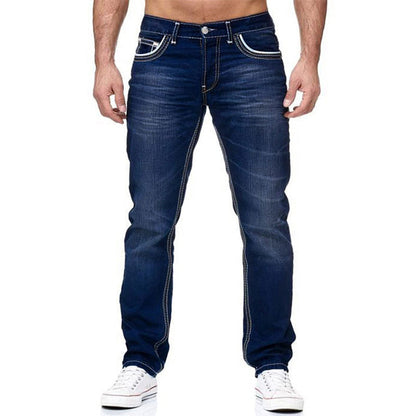 Herrjeans med hög elasticitet och dubbla sömmar