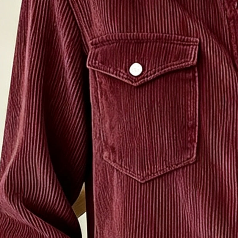 Bestseller🏆 Framknäppt topp med fickor med lock – Mjuk ribbstickning och tidlös design för vardagskomfort