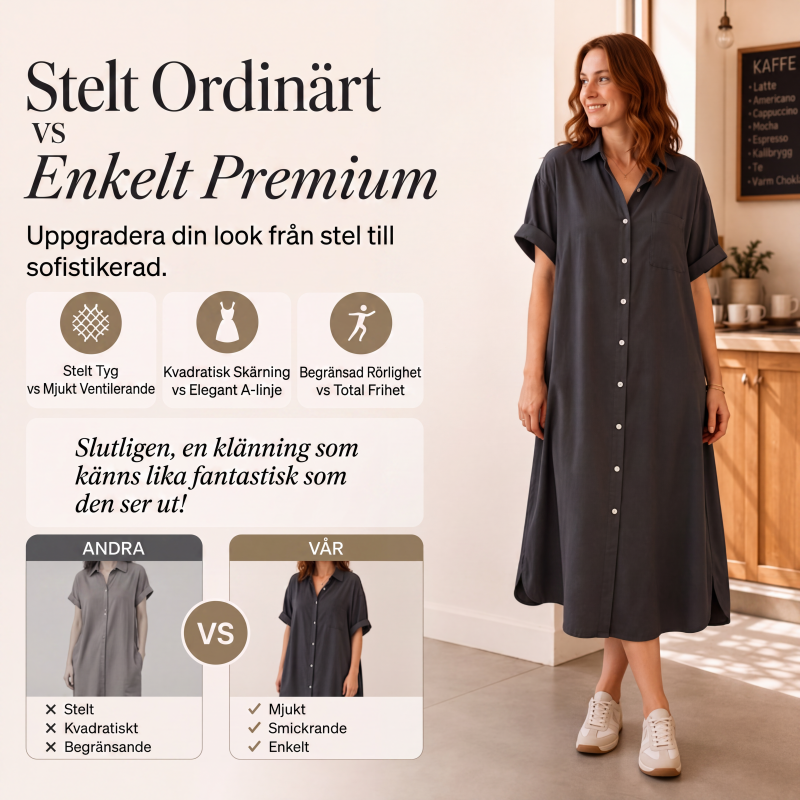Dammlös passform med knappar denimklänning