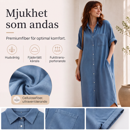 Dammlös passform med knappar denimklänning