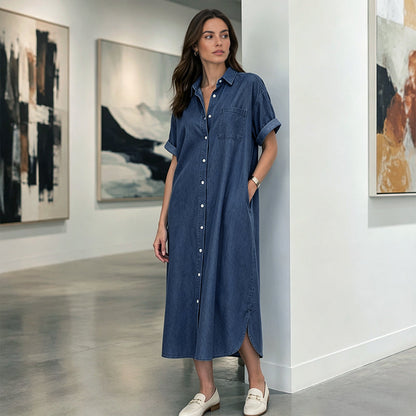 Dammlös passform med knappar denimklänning