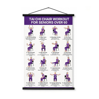Tai Chi-träningsaffisch för seniorer