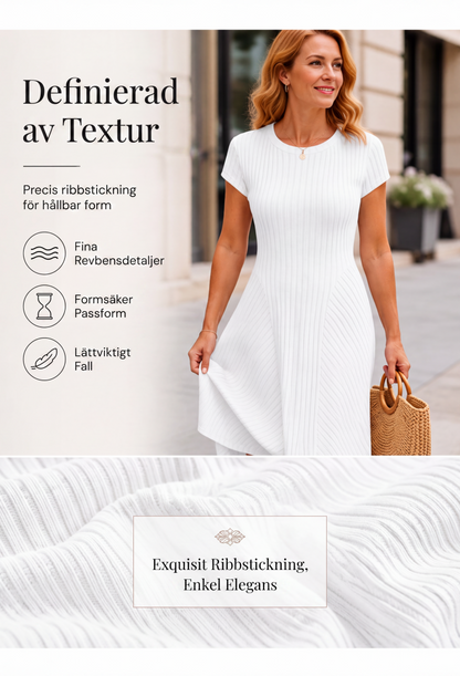 Elegant borstad räfflad stickad klänning för kvinnor
