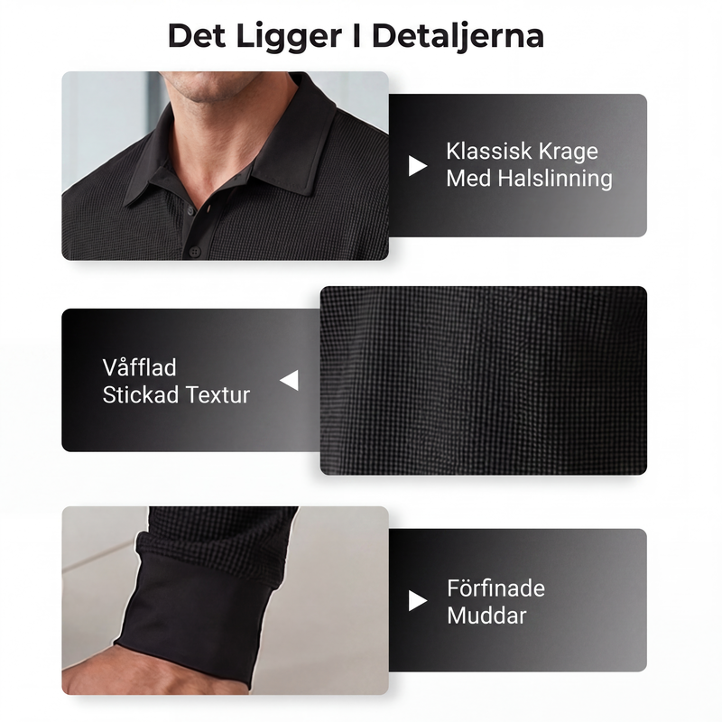 Andningsaktiv pikétröja för män med våffeltextur