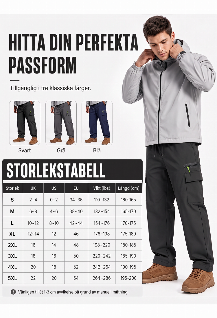Vinterbyxor Herr – Vindtäta Termobyxor med Värmande Foder för Outdoor och Kalla Dagar