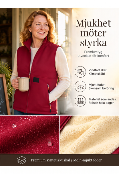 Varmt vinterväst med stående krage för kvinnor